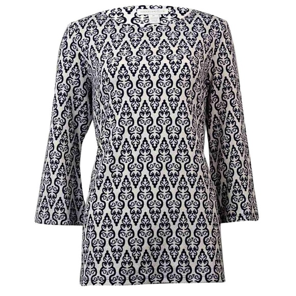 Charter Club Damask Print Textured Knit Top - Picture 1 of 5